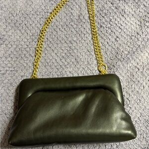 Puffy Black Clutch with Gold Chain